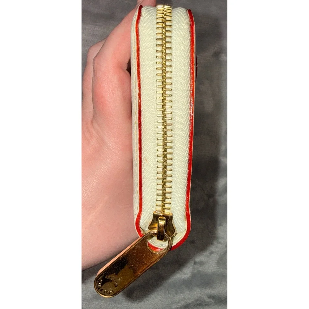 Louis Vuitton Zippy Wallet Cream Leather Studded Gold Hardware w/‎ COA